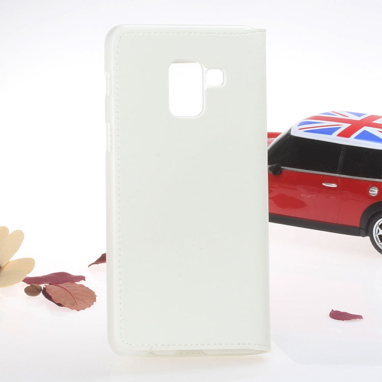For Galaxy A8 (2018) Litchi Texture Horizontal Flip Leather Case with Call Display ID