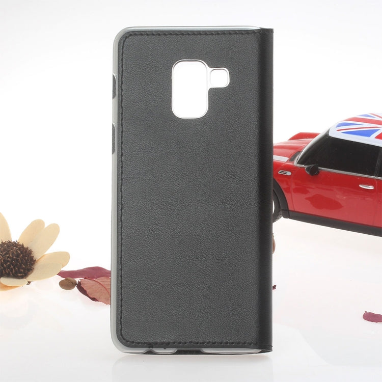 For Galaxy A8+ (2018) Litchi Texture Horizontal Flip Leather Case with Call Display ID