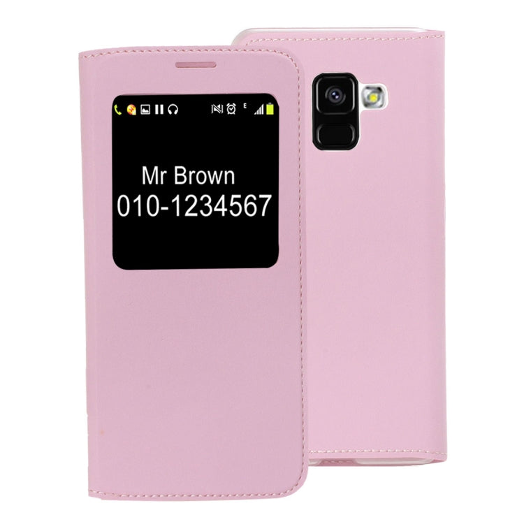 For Galaxy A8+ (2018) Litchi Texture Horizontal Flip Leather Case with Call Display ID