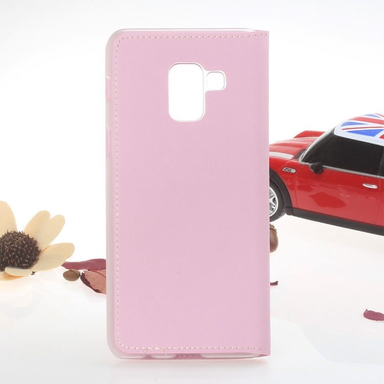 For Galaxy A8+ (2018) Litchi Texture Horizontal Flip Leather Case with Call Display ID