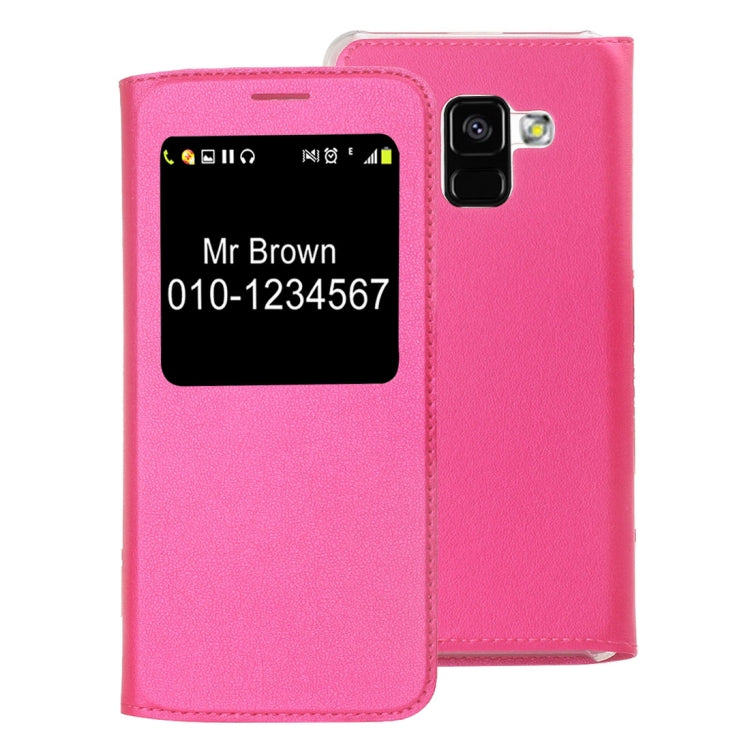 For Galaxy A8+ (2018) Litchi Texture Horizontal Flip Leather Case with Call Display ID