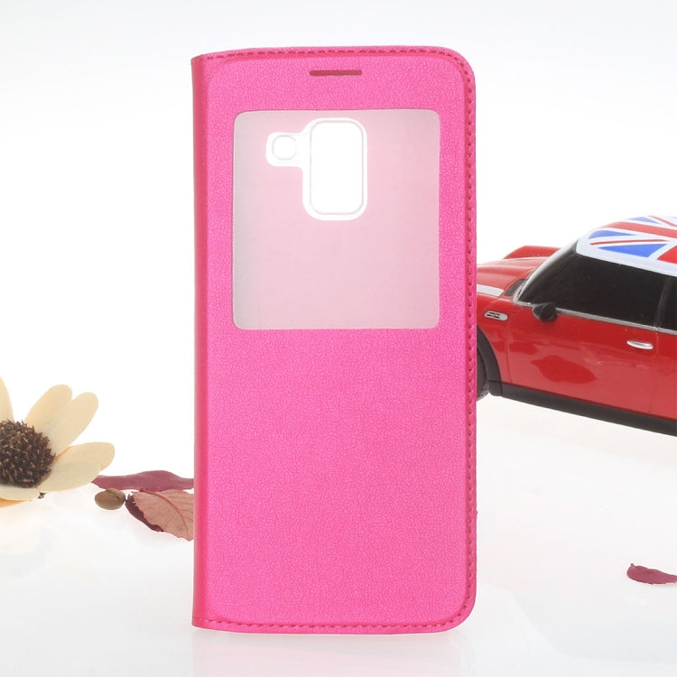 For Galaxy A8+ (2018) Litchi Texture Horizontal Flip Leather Case with Call Display ID