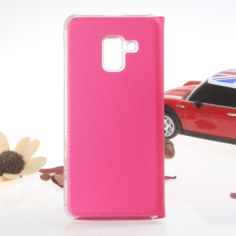 For Galaxy A8+ (2018) Litchi Texture Horizontal Flip Leather Case with Call Display ID