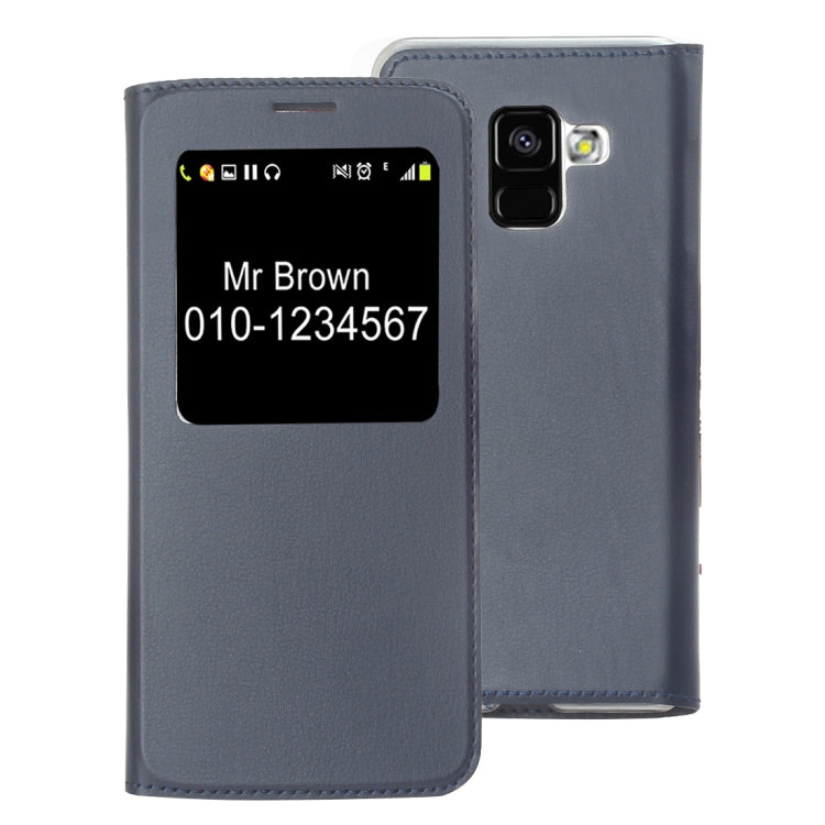 For Galaxy A8+ (2018) Litchi Texture Horizontal Flip Leather Case with Call Display ID