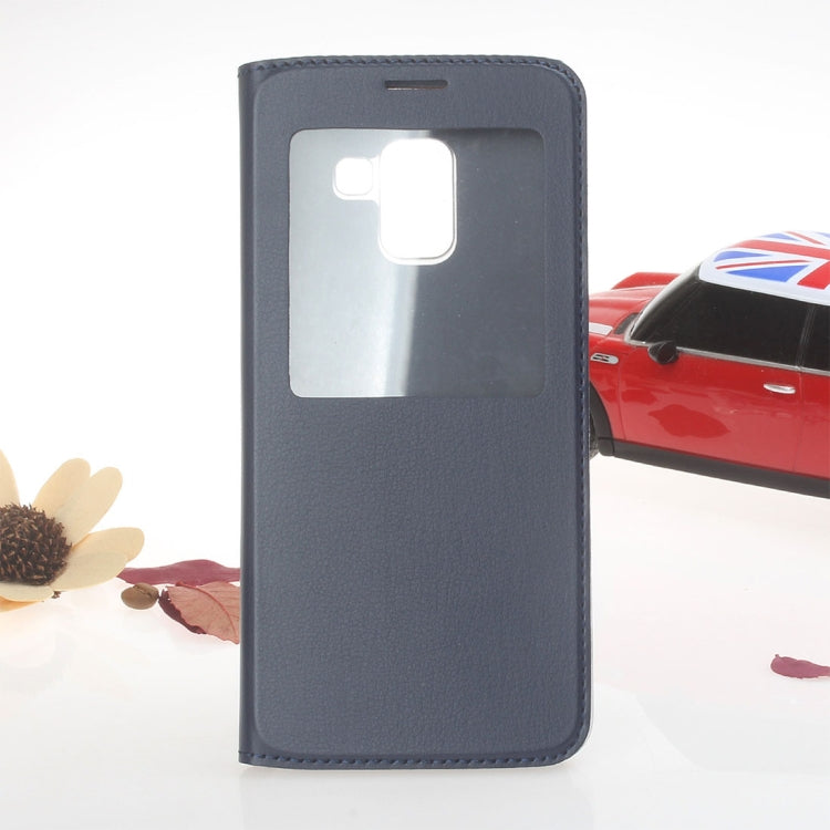 For Galaxy A8+ (2018) Litchi Texture Horizontal Flip Leather Case with Call Display ID
