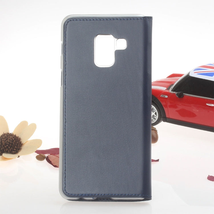 For Galaxy A8+ (2018) Litchi Texture Horizontal Flip Leather Case with Call Display ID