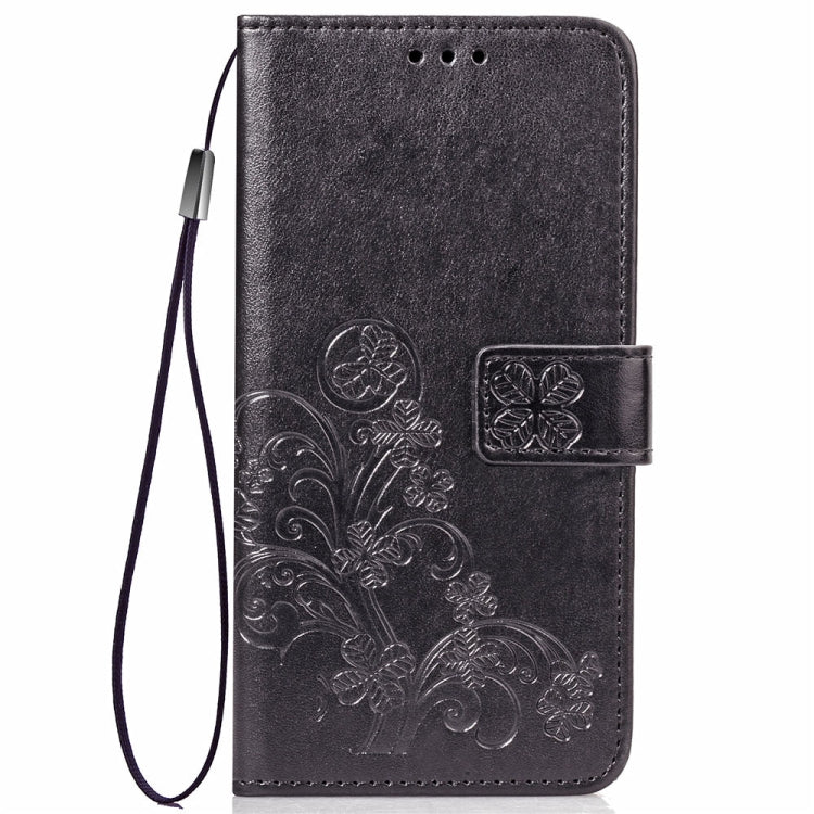 Lucky Clover Pressed Flowers Pattern Leather Case for Galaxy A6s, with Holder & Card Slots & Wallet & Hand Strap