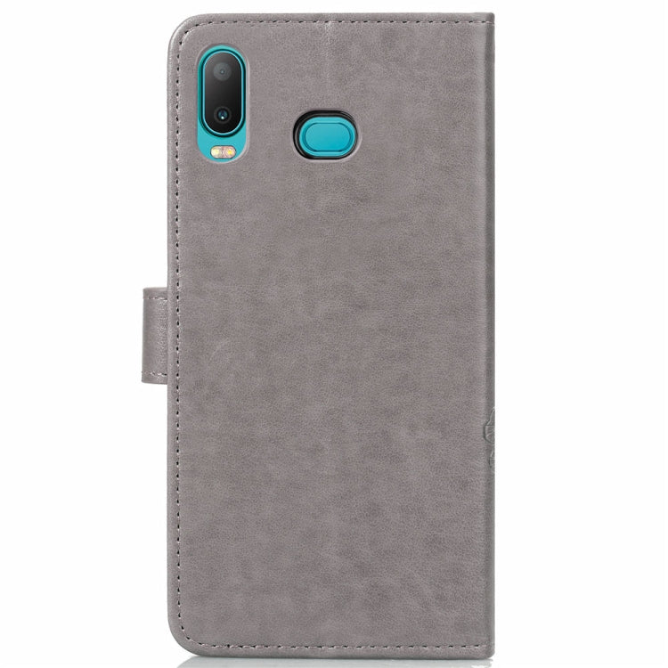 Lucky Clover Pressed Flowers Pattern Leather Case for Galaxy A6s, with Holder & Card Slots & Wallet & Hand Strap