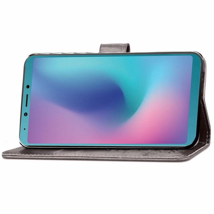 Lucky Clover Pressed Flowers Pattern Leather Case for Galaxy A6s, with Holder & Card Slots & Wallet & Hand Strap