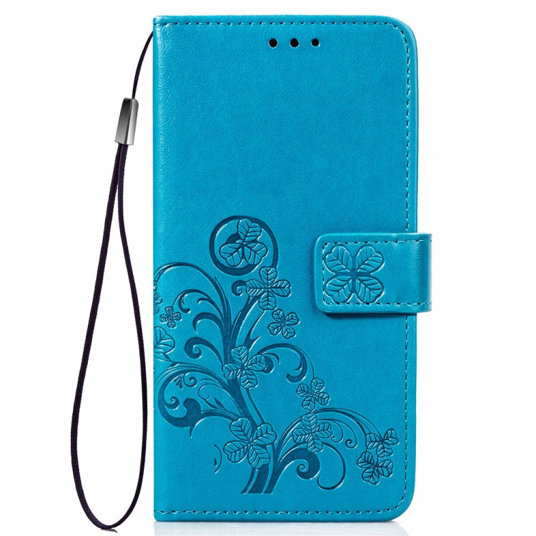 Lucky Clover Pressed Flowers Pattern Leather Case for Galaxy A6s, with Holder & Card Slots & Wallet & Hand Strap