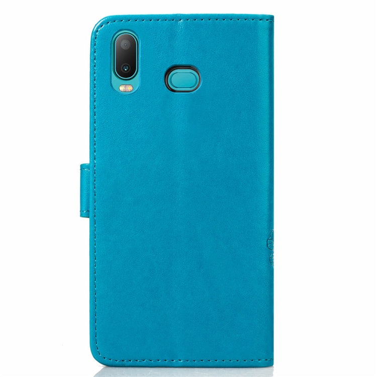 Lucky Clover Pressed Flowers Pattern Leather Case for Galaxy A6s, with Holder & Card Slots & Wallet & Hand Strap