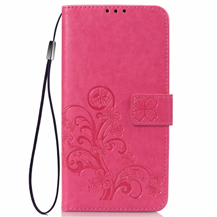 Lucky Clover Pressed Flowers Pattern Leather Case for Galaxy A6s, with Holder & Card Slots & Wallet & Hand Strap