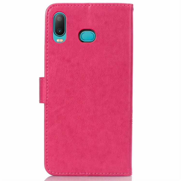 Lucky Clover Pressed Flowers Pattern Leather Case for Galaxy A6s, with Holder & Card Slots & Wallet & Hand Strap