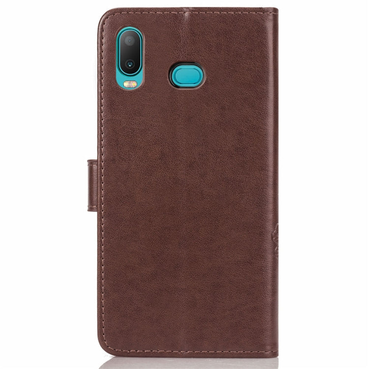 Lucky Clover Pressed Flowers Pattern Leather Case for Galaxy A6s, with Holder & Card Slots & Wallet & Hand Strap