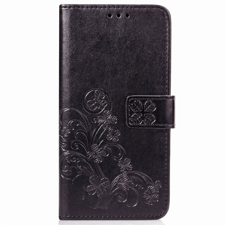 Lucky Clover Pressed Flowers Pattern Leather Case for Galaxy A7 (2018), with Holder & Card Slots & Wallet & Hand Strap
