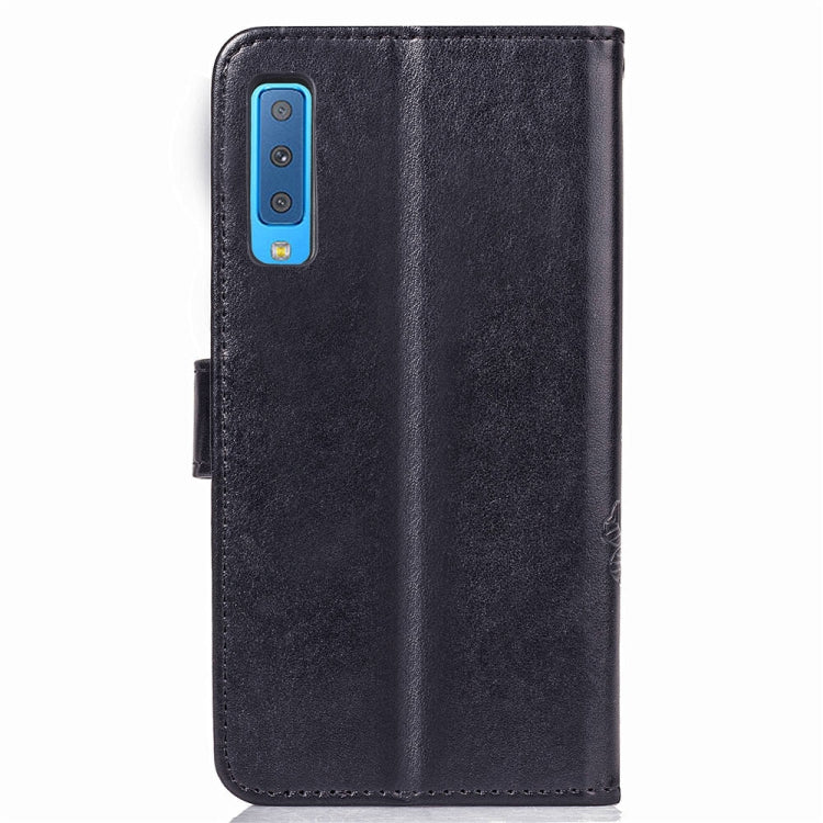 Lucky Clover Pressed Flowers Pattern Leather Case for Galaxy A7 (2018), with Holder & Card Slots & Wallet & Hand Strap