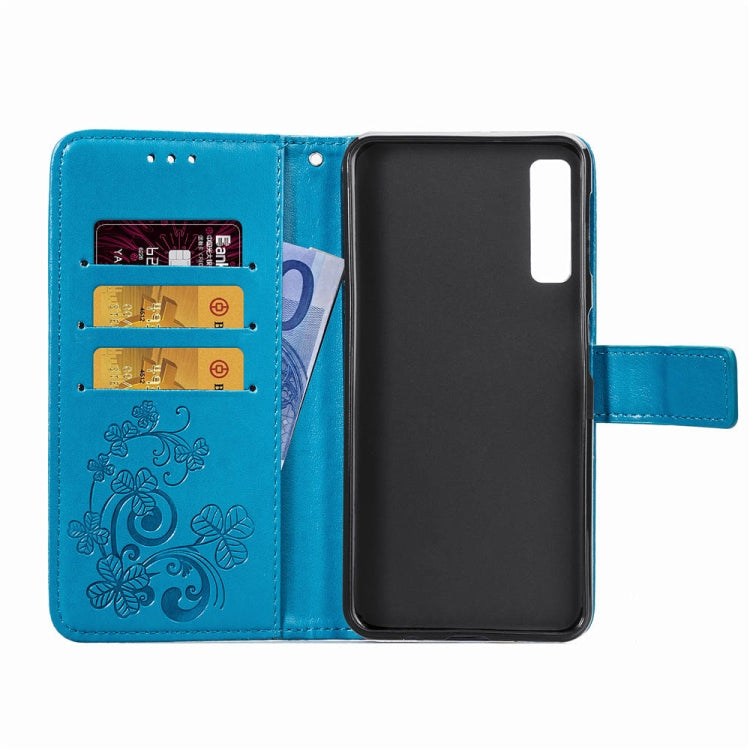 Lucky Clover Pressed Flowers Pattern Leather Case for Galaxy A7 (2018), with Holder & Card Slots & Wallet & Hand Strap