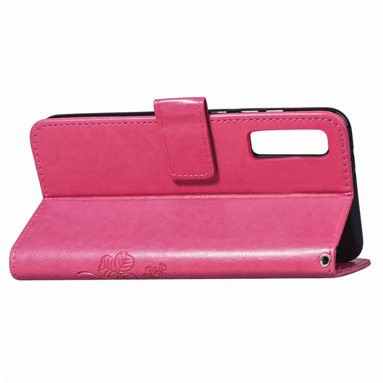 Lucky Clover Pressed Flowers Pattern Leather Case for Galaxy A7 (2018), with Holder & Card Slots & Wallet & Hand Strap