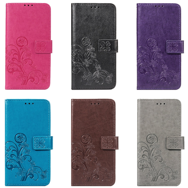 Lucky Clover Pressed Flowers Pattern Leather Case for Galaxy A7 (2018), with Holder & Card Slots & Wallet & Hand Strap
