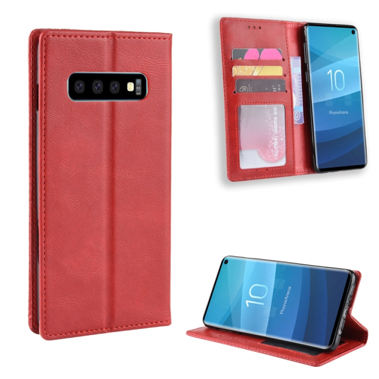 Magnetic Buckle Retro Crazy Horse Texture Horizontal Flip Leather Case for Galaxy S10 (5G), with Holder & Card Slots & Photo Frame