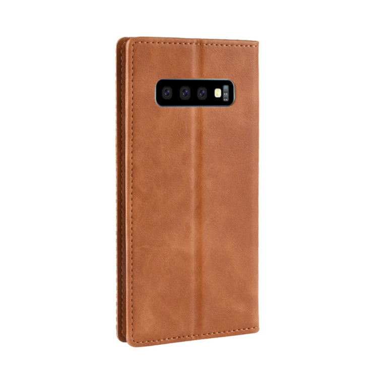 Magnetic Buckle Retro Crazy Horse Texture Horizontal Flip Leather Case for Galaxy S10 (5G), with Holder & Card Slots & Photo Frame