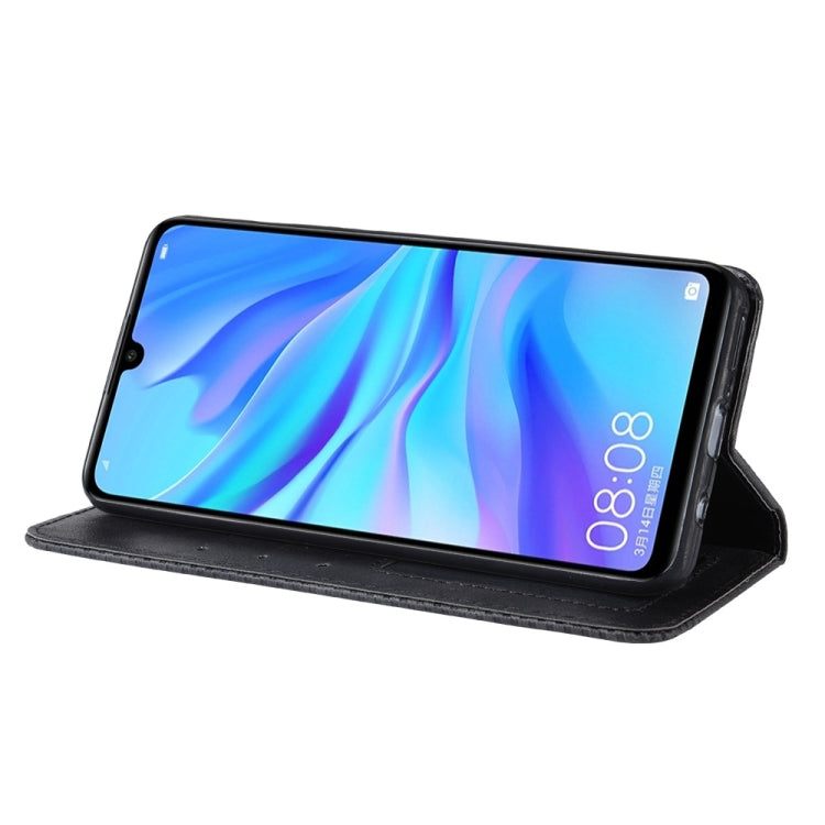 Magnetic Buckle Retro Crazy Horse Texture Horizontal Flip Leather Case for Galaxy M30, with Holder & Card Slots & Photo Frame