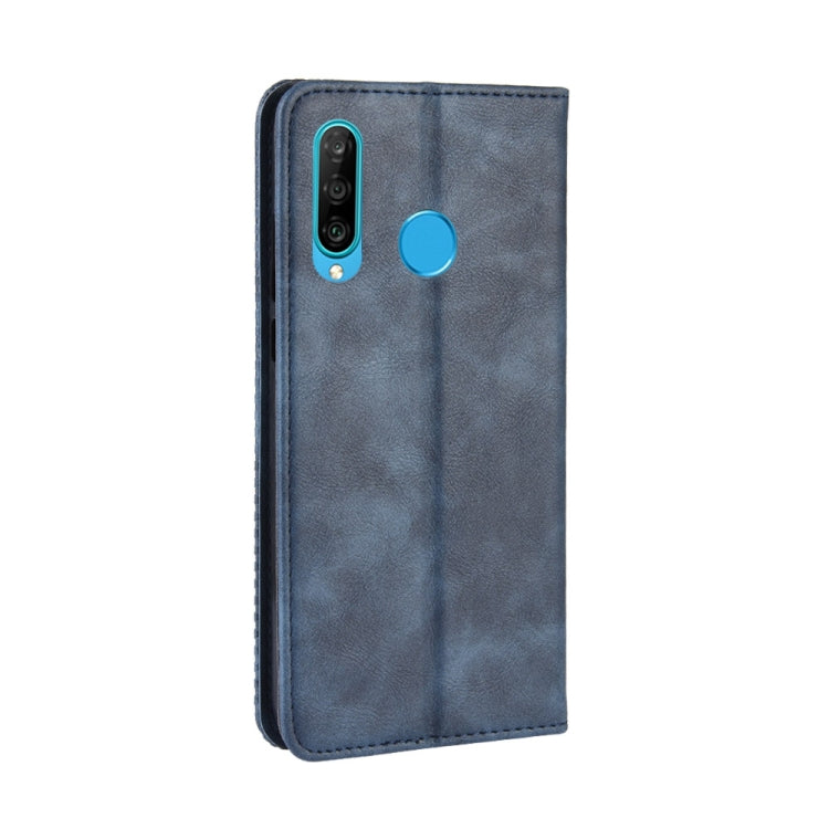 Magnetic Buckle Retro Crazy Horse Texture Horizontal Flip Leather Case for Galaxy M30, with Holder & Card Slots & Photo Frame