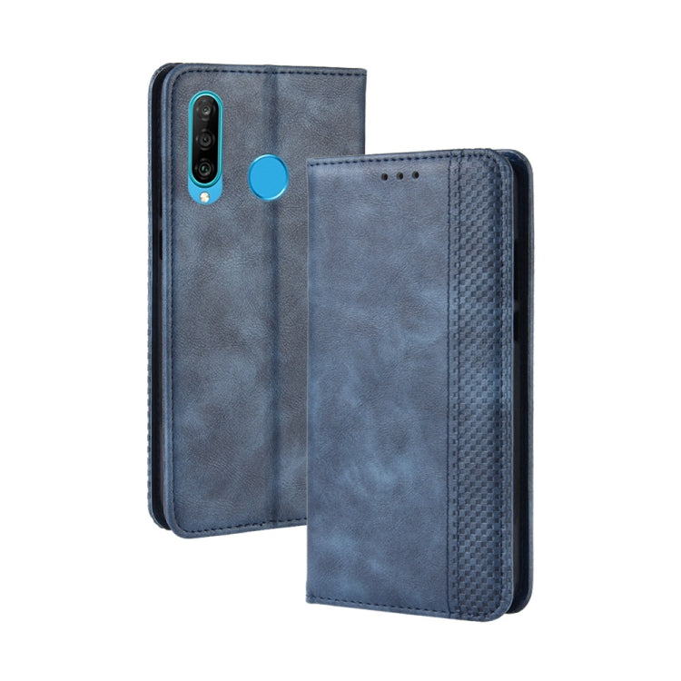Magnetic Buckle Retro Crazy Horse Texture Horizontal Flip Leather Case for Galaxy M30, with Holder & Card Slots & Photo Frame