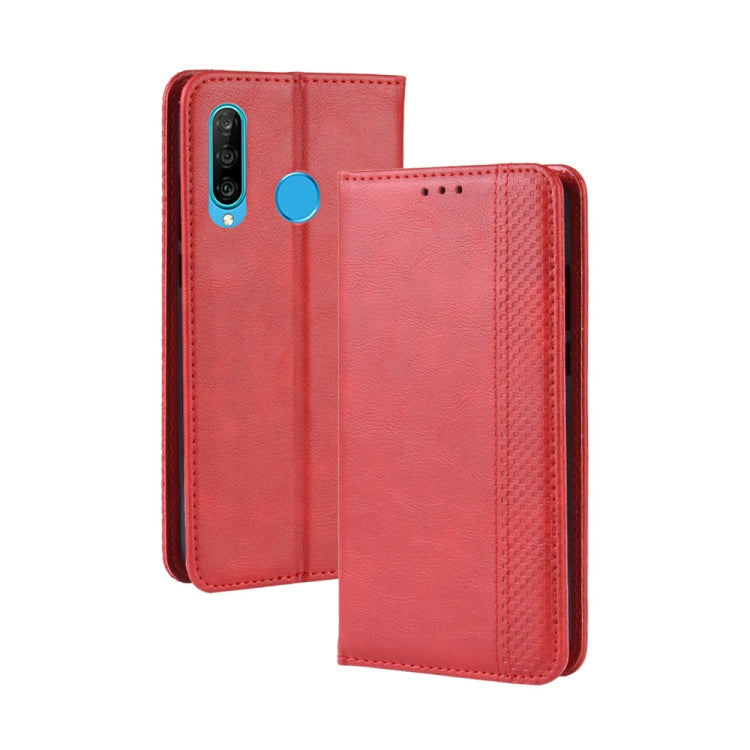 Magnetic Buckle Retro Crazy Horse Texture Horizontal Flip Leather Case for Galaxy M30, with Holder & Card Slots & Photo Frame