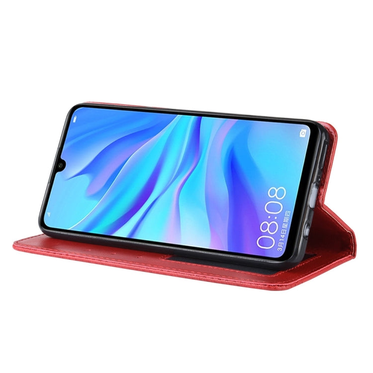 Magnetic Buckle Retro Crazy Horse Texture Horizontal Flip Leather Case for Galaxy M30, with Holder & Card Slots & Photo Frame