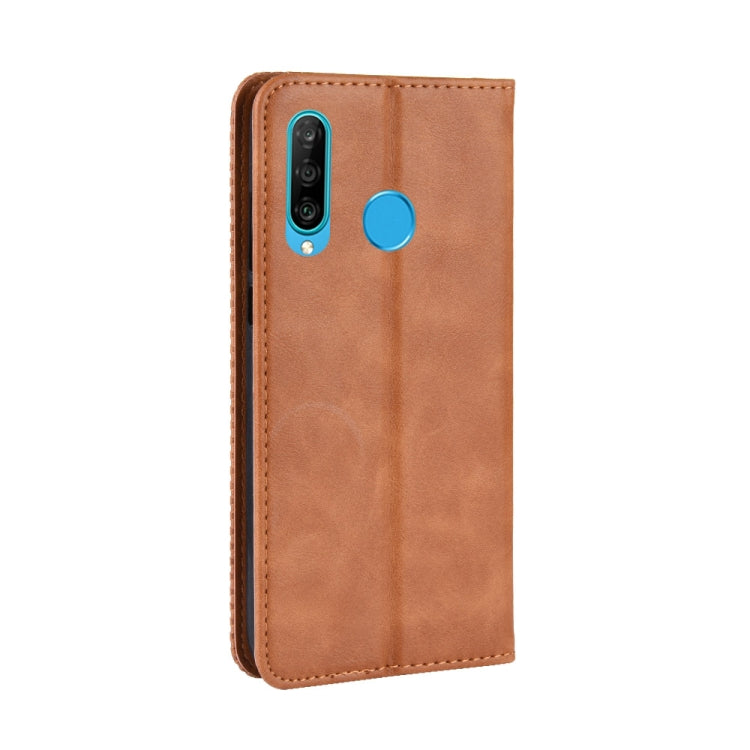 Magnetic Buckle Retro Crazy Horse Texture Horizontal Flip Leather Case for Galaxy M30, with Holder & Card Slots & Photo Frame
