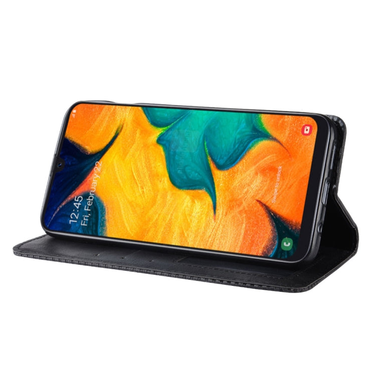 Magnetic Buckle Retro Crazy Horse Texture Horizontal Flip Leather Case for Galaxy A20/A30, with Holder & Card Slots & Photo Frame