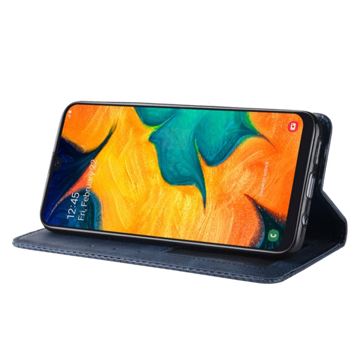 Magnetic Buckle Retro Crazy Horse Texture Horizontal Flip Leather Case for Galaxy A20/A30, with Holder & Card Slots & Photo Frame