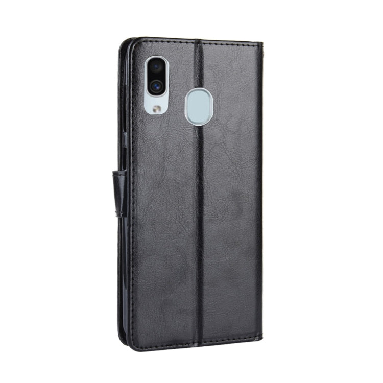 Retro Crazy Horse Texture Horizontal Flip Leather Case for Galaxy A20/A30, with Holder & Card Slots & Photo Frame