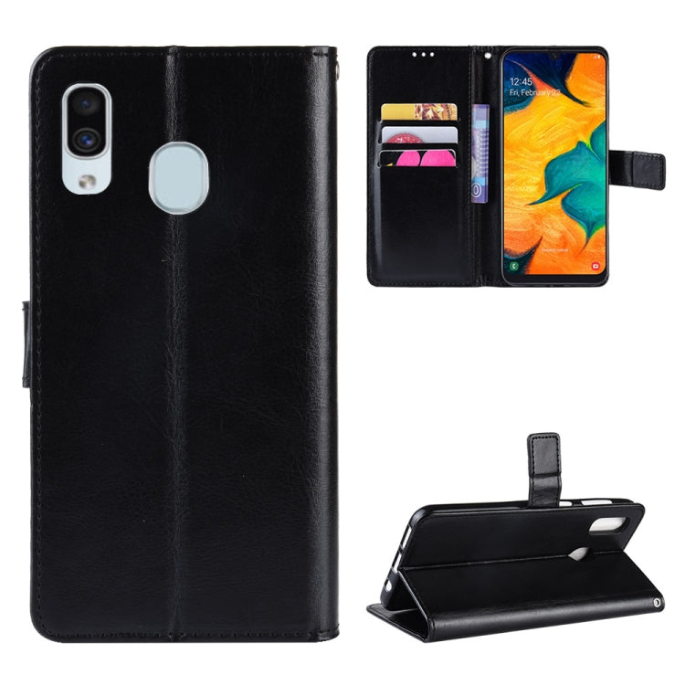 Retro Crazy Horse Texture Horizontal Flip Leather Case for Galaxy A20/A30, with Holder & Card Slots & Photo Frame