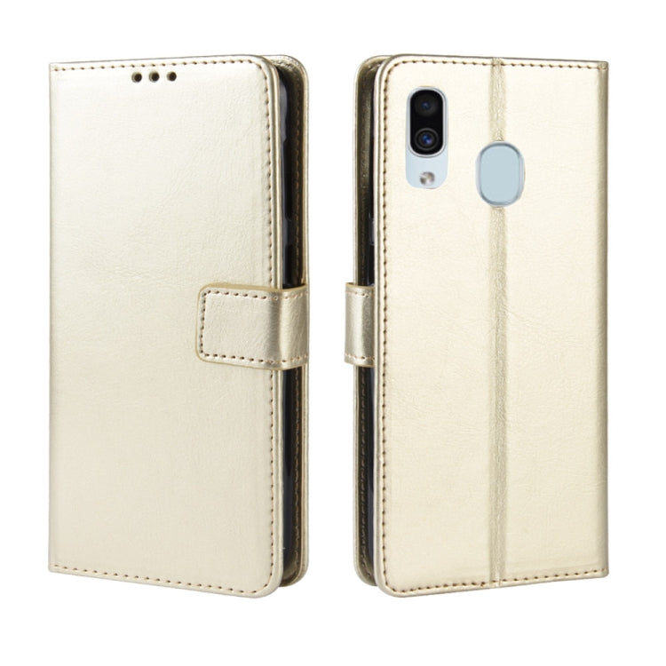 Retro Crazy Horse Texture Horizontal Flip Leather Case for Galaxy A20/A30, with Holder & Card Slots & Photo Frame