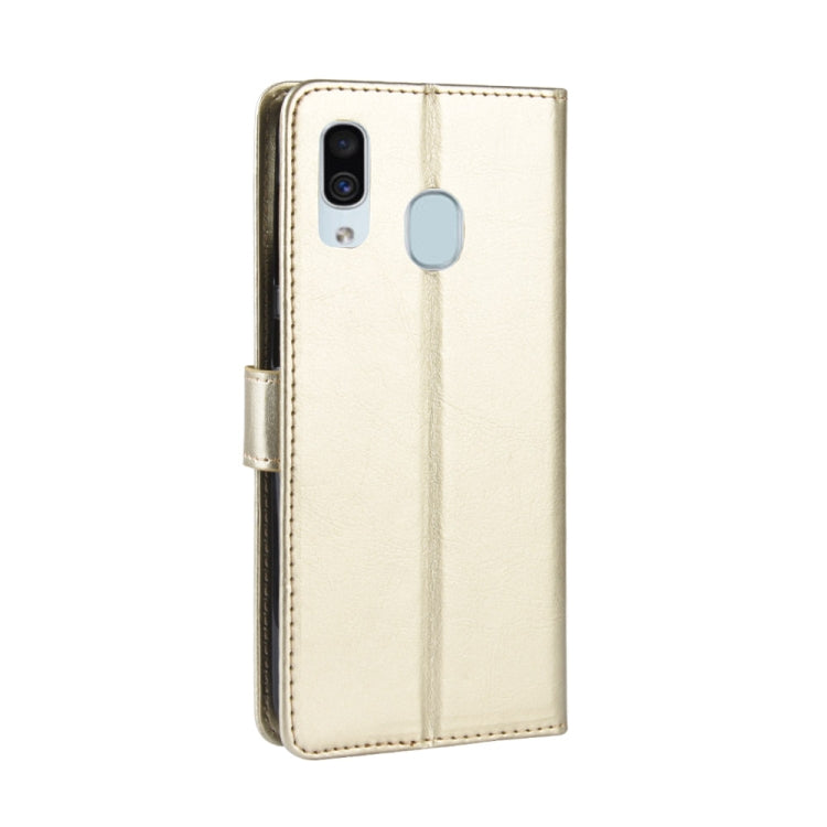Retro Crazy Horse Texture Horizontal Flip Leather Case for Galaxy A20/A30, with Holder & Card Slots & Photo Frame