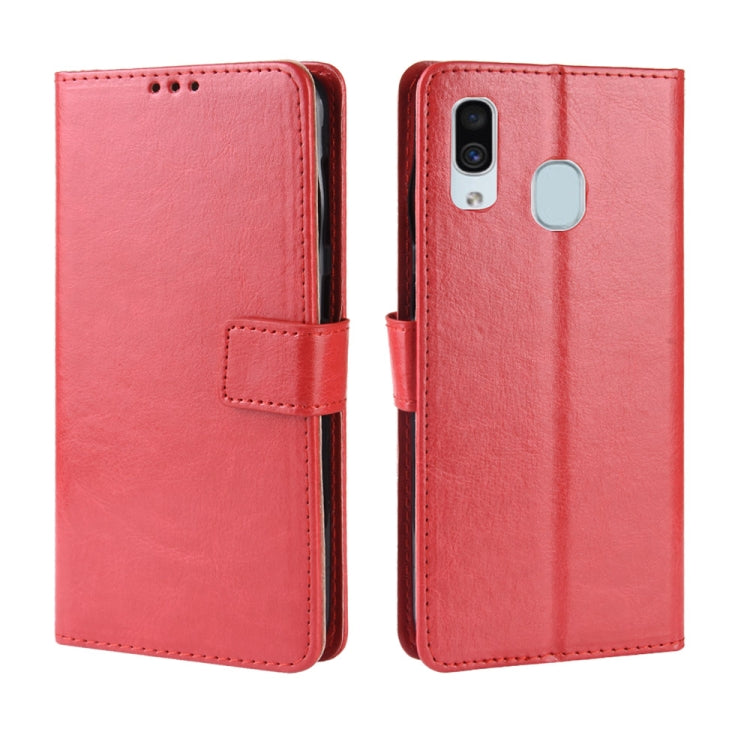 Retro Crazy Horse Texture Horizontal Flip Leather Case for Galaxy A20/A30, with Holder & Card Slots & Photo Frame