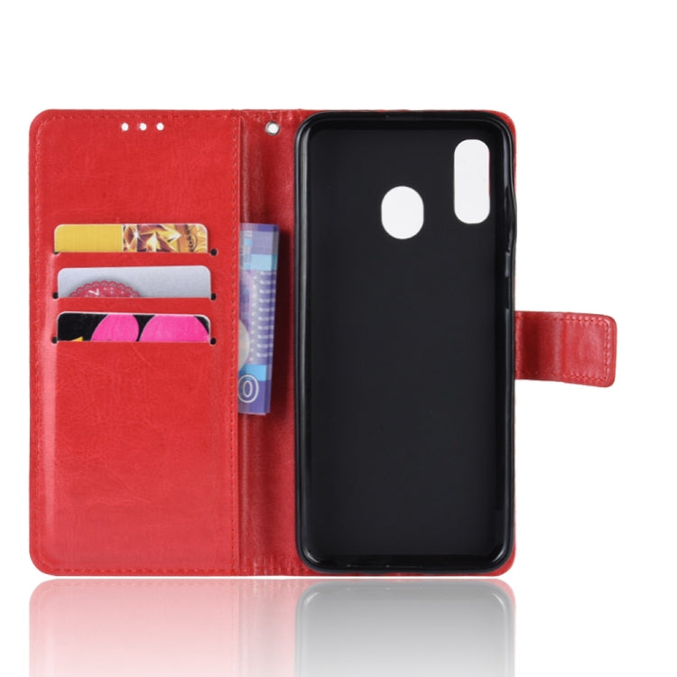 Retro Crazy Horse Texture Horizontal Flip Leather Case for Galaxy A20/A30, with Holder & Card Slots & Photo Frame