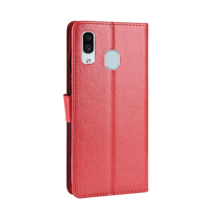 Retro Crazy Horse Texture Horizontal Flip Leather Case for Galaxy A20/A30, with Holder & Card Slots & Photo Frame