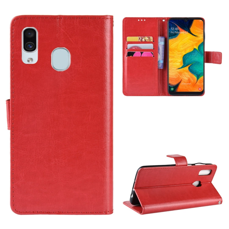 Retro Crazy Horse Texture Horizontal Flip Leather Case for Galaxy A20/A30, with Holder & Card Slots & Photo Frame