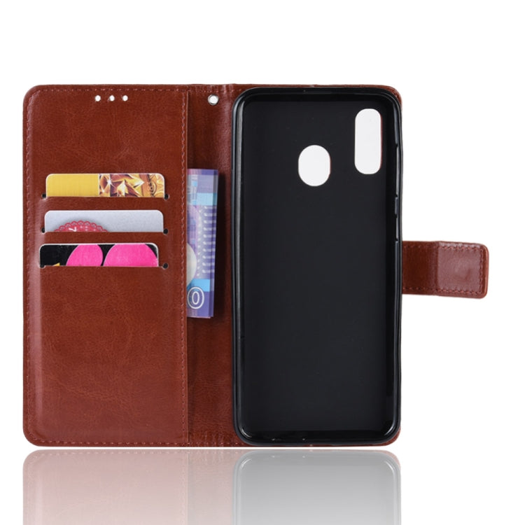 Retro Crazy Horse Texture Horizontal Flip Leather Case for Galaxy A20/A30, with Holder & Card Slots & Photo Frame