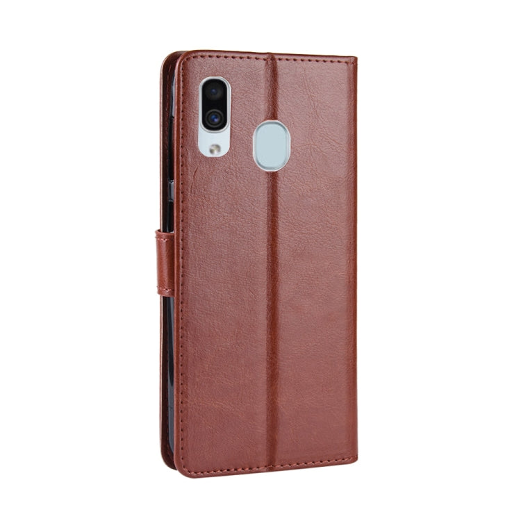 Retro Crazy Horse Texture Horizontal Flip Leather Case for Galaxy A20/A30, with Holder & Card Slots & Photo Frame