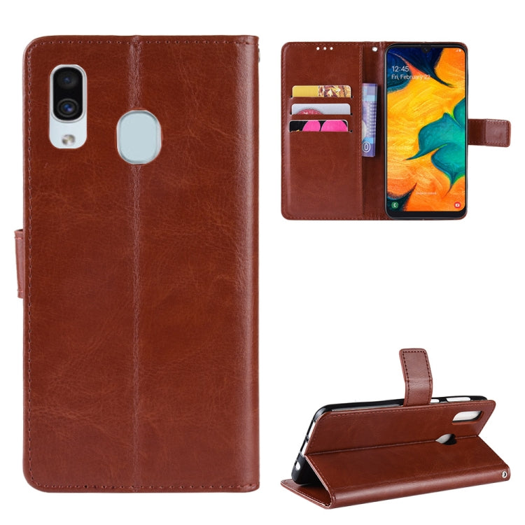 Retro Crazy Horse Texture Horizontal Flip Leather Case for Galaxy A20/A30, with Holder & Card Slots & Photo Frame