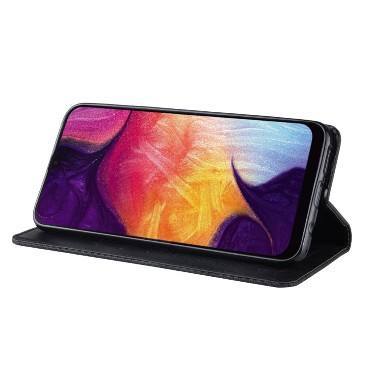 Magnetic Buckle Retro Crazy Horse Texture Horizontal Flip Leather Case for Galaxy A70, with Holder & Card Slots & Photo Frame
