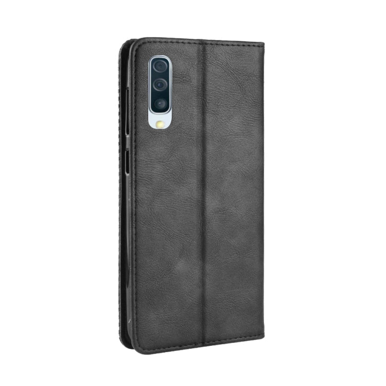 Magnetic Buckle Retro Crazy Horse Texture Horizontal Flip Leather Case for Galaxy A70, with Holder & Card Slots & Photo Frame