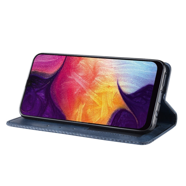 Magnetic Buckle Retro Crazy Horse Texture Horizontal Flip Leather Case for Galaxy A70, with Holder & Card Slots & Photo Frame