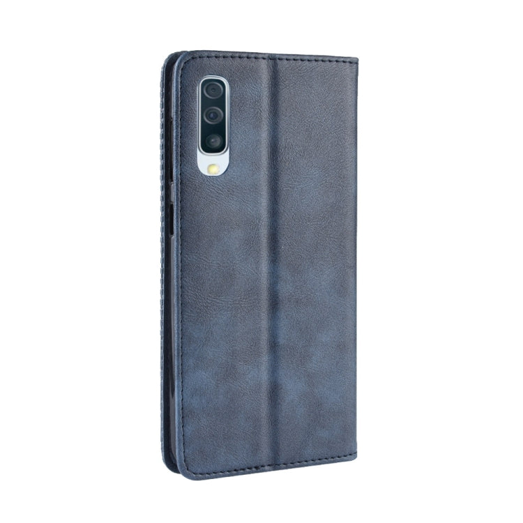 Magnetic Buckle Retro Crazy Horse Texture Horizontal Flip Leather Case for Galaxy A70, with Holder & Card Slots & Photo Frame