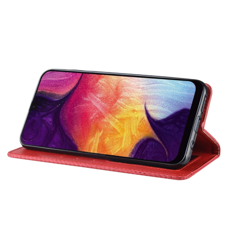Magnetic Buckle Retro Crazy Horse Texture Horizontal Flip Leather Case for Galaxy A70, with Holder & Card Slots & Photo Frame