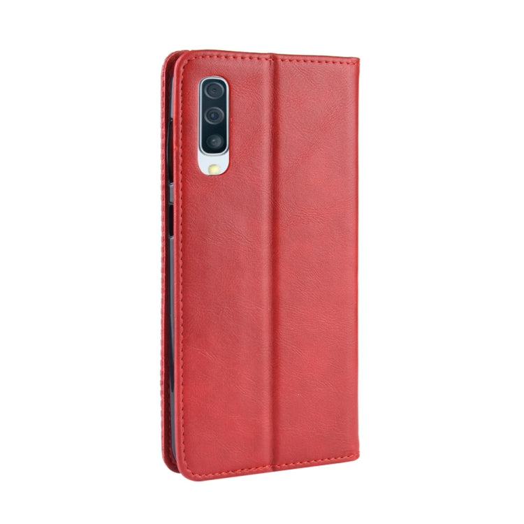 Magnetic Buckle Retro Crazy Horse Texture Horizontal Flip Leather Case for Galaxy A70, with Holder & Card Slots & Photo Frame
